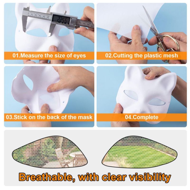 Malla para Ojos de Fursuit Pndeyo – 5 Láminas 30 × 20 cm PVC Blanco