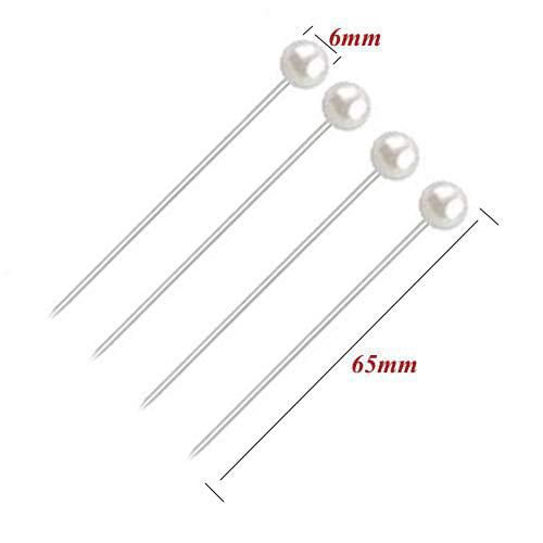 Pasadores para corsage FeiHong 65 cm – Pack de 100 con cabeza de perla sintética