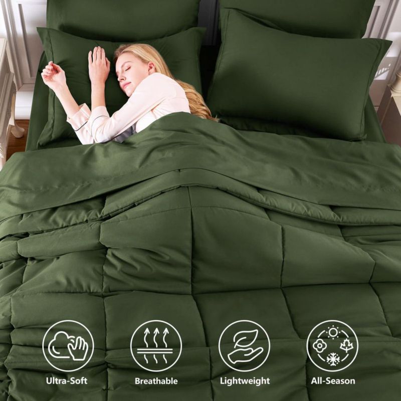 Juego de Edredón CozyLux Full 7 piezas Verde Oliva