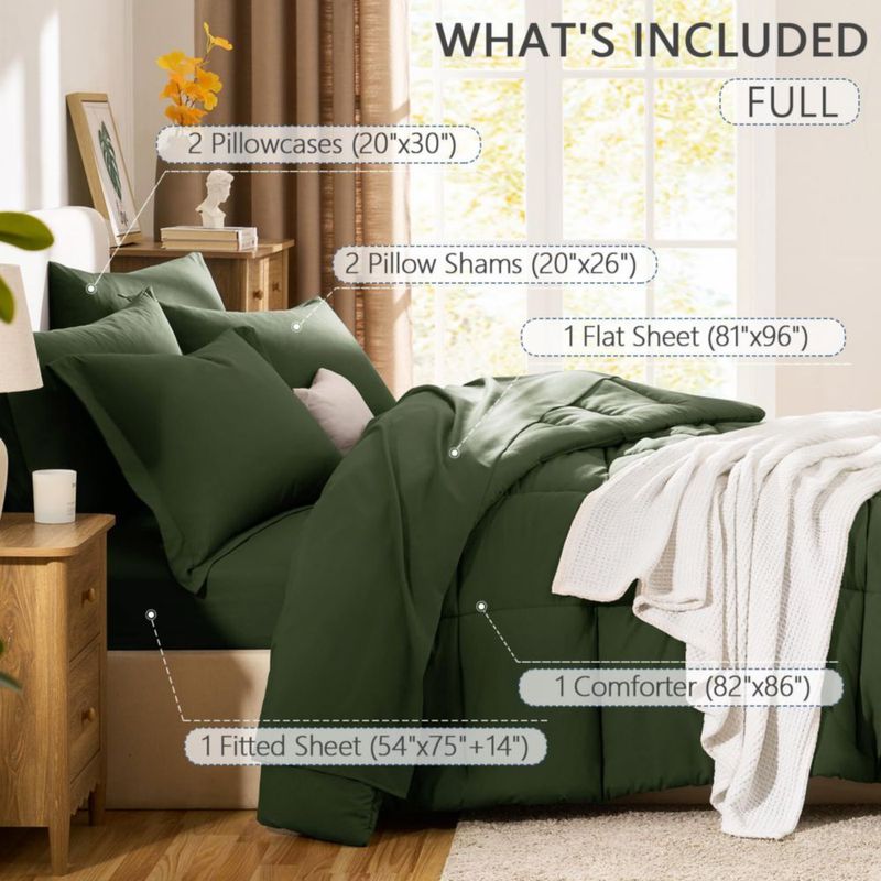 Juego de Edredón CozyLux Full 7 piezas Verde Oliva