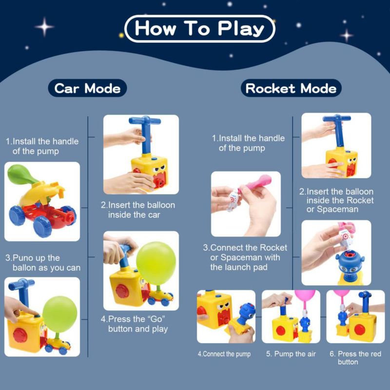 Set de juguetes para coche Balloon Launcher BAKAM Power para niños y niños pequeños