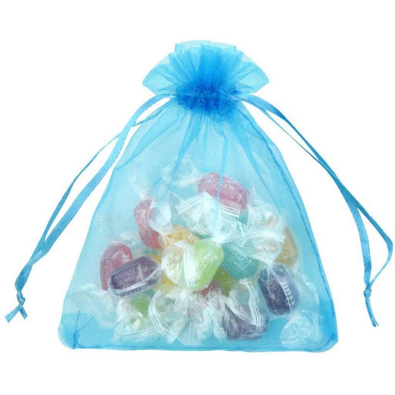 Bolsas de Regalo Tojwi 50 piezas 9x11 cm Azul con cordón de satén