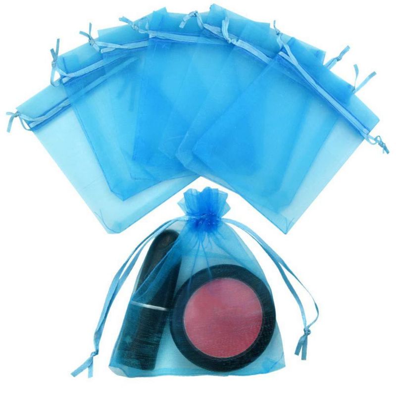 Bolsas de Regalo Tojwi 50 piezas 9x11 cm Azul con cordón de satén