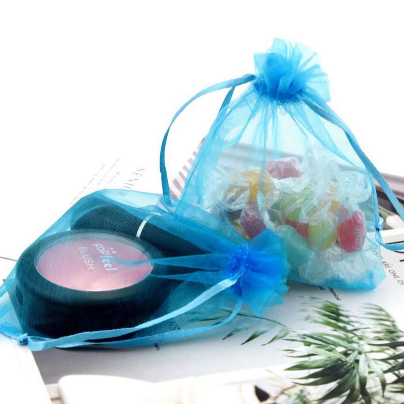 Bolsas de Regalo Tojwi 50 piezas 9x11 cm Azul con cordón de satén