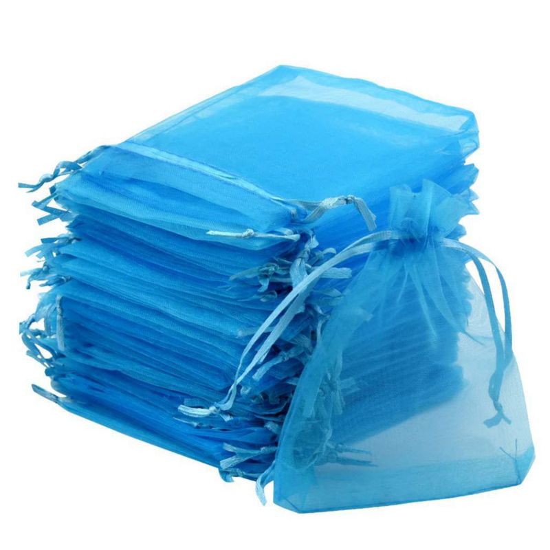 Bolsas de Regalo Tojwi 50 piezas 9x11 cm Azul con cordón de satén