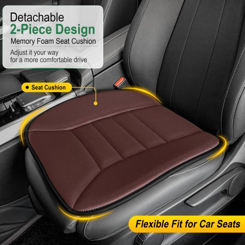 Cojín para asiento de coche kingphenix de 3 piezas espuma viscoelástica color marrón