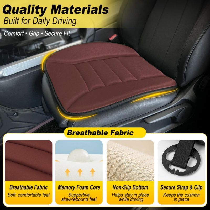 Cojín para asiento de coche kingphenix de 3 piezas espuma viscoelástica color marrón