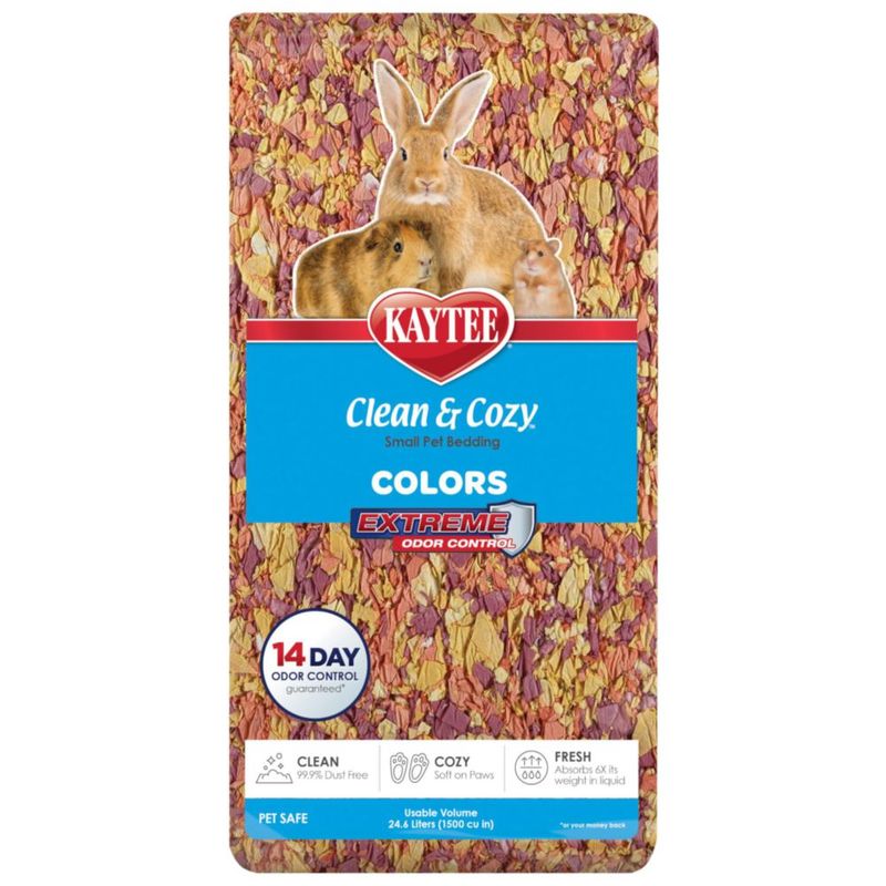 Kaytee Clean & Cozy Colors Sustrato para Animales Pequeños con Control Extremo de Olores Color Atardecer 246 litros
