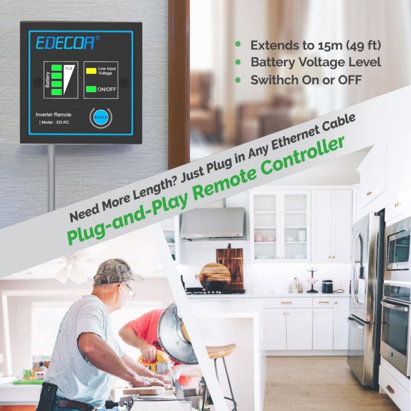Inversor de energía EDECOA 3500W 12V a 120V LCD
