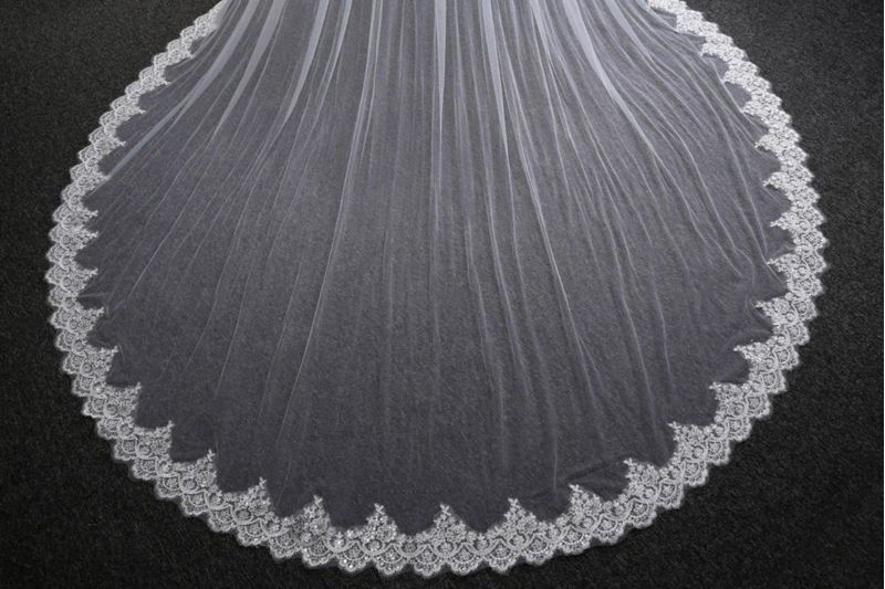 Velo de boda EllieWely de 2 niveles color marfil 350 cm/80 cm con peine metálico