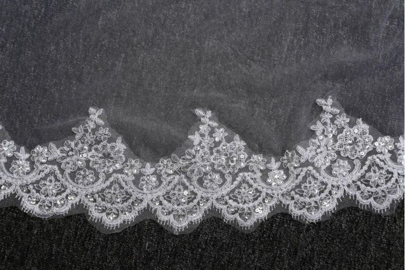 Velo de boda EllieWely de 2 niveles color marfil 350 cm/80 cm con peine metálico