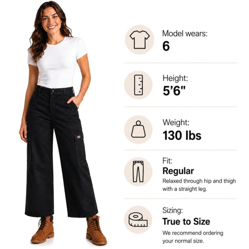 Pantalones Cargo Dickies para Mujer de Pierna Ancha y Cintura Alta