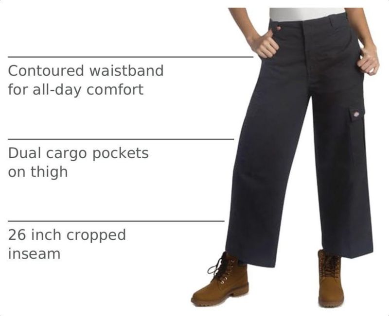 Pantalones Cargo Dickies para Mujer de Pierna Ancha y Cintura Alta