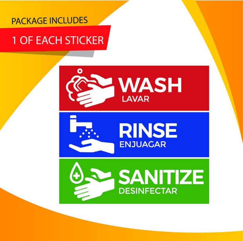 Etiquetas de seguridad para fregadero 7 cm x 23 cm – Pack de 3 (Safety Supply Mart)