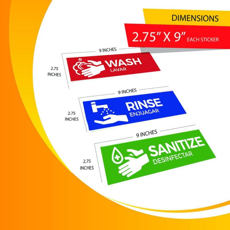 Etiquetas de seguridad para fregadero 7 cm x 23 cm – Pack de 3 (Safety Supply Mart)