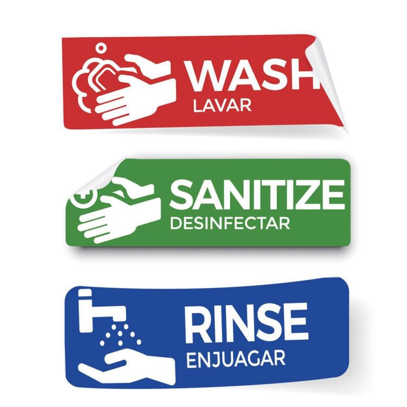 Etiquetas de seguridad para fregadero 7 cm x 23 cm – Pack de 3 (Safety Supply Mart)