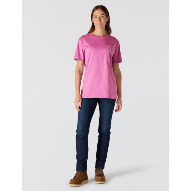 Camiseta Carhartt WK87 con bolsillo talla mediana fucsia eléctrico