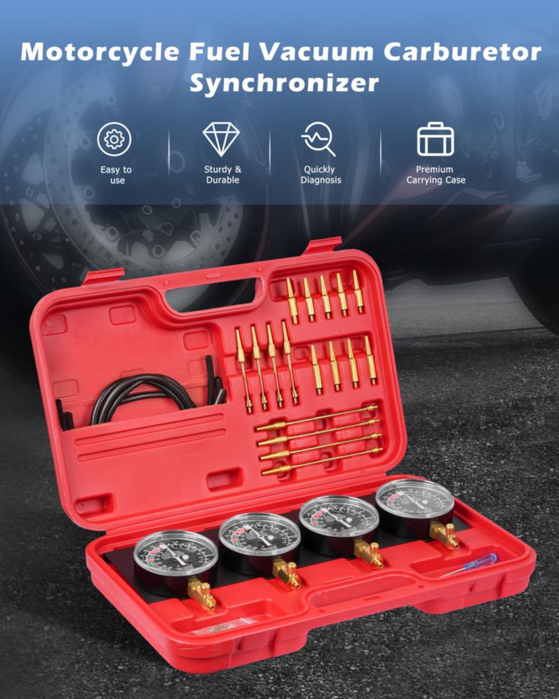 Sincronizador de carburadores DAYUAN – Set de 4 manómetros 1/2 pulgada (127 cm) 0‑76 cmHg