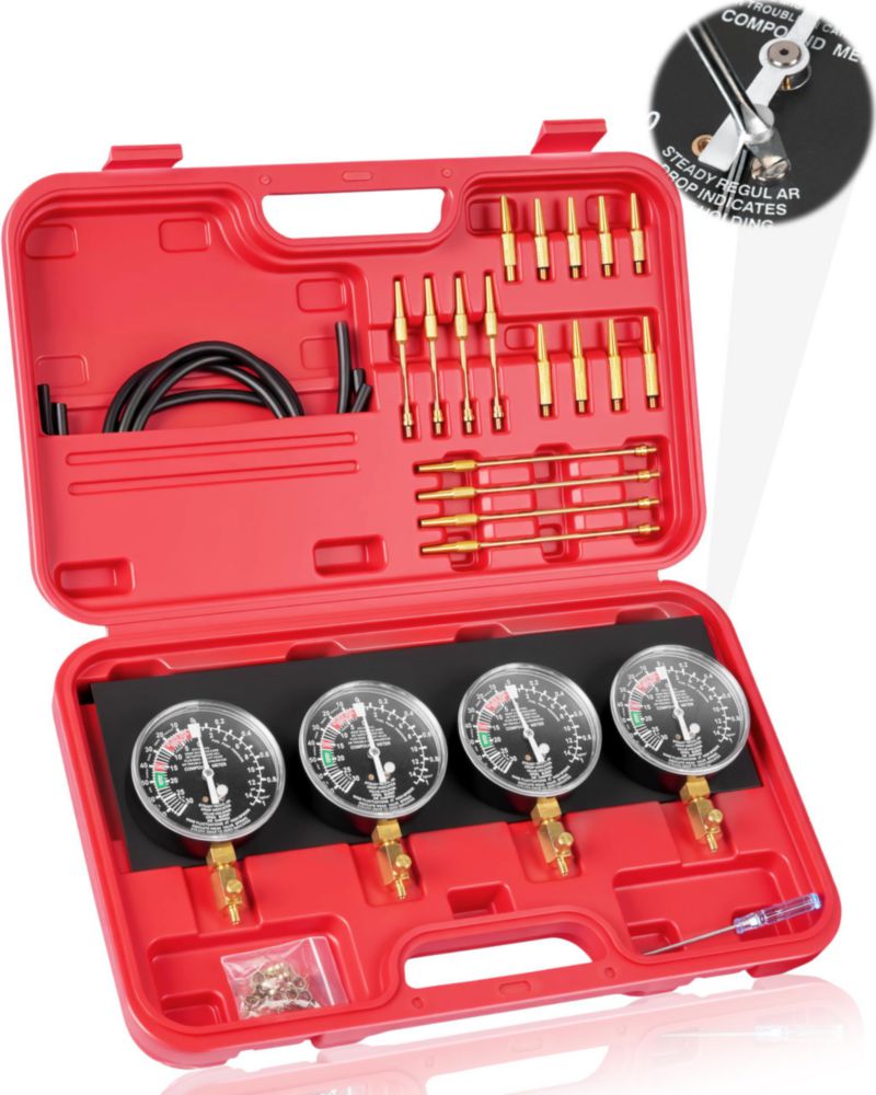 Sincronizador de carburadores DAYUAN – Set de 4 manómetros 1/2 pulgada (127 cm) 0‑76 cmHg