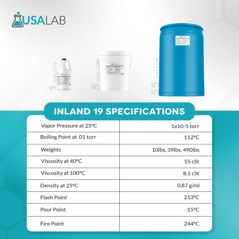 Aceite para bomba de vacío Inland 19 de USA Lab para Edwards Welch Leybold Agilent de larga vida útil destilado molecularmente para minimizar el