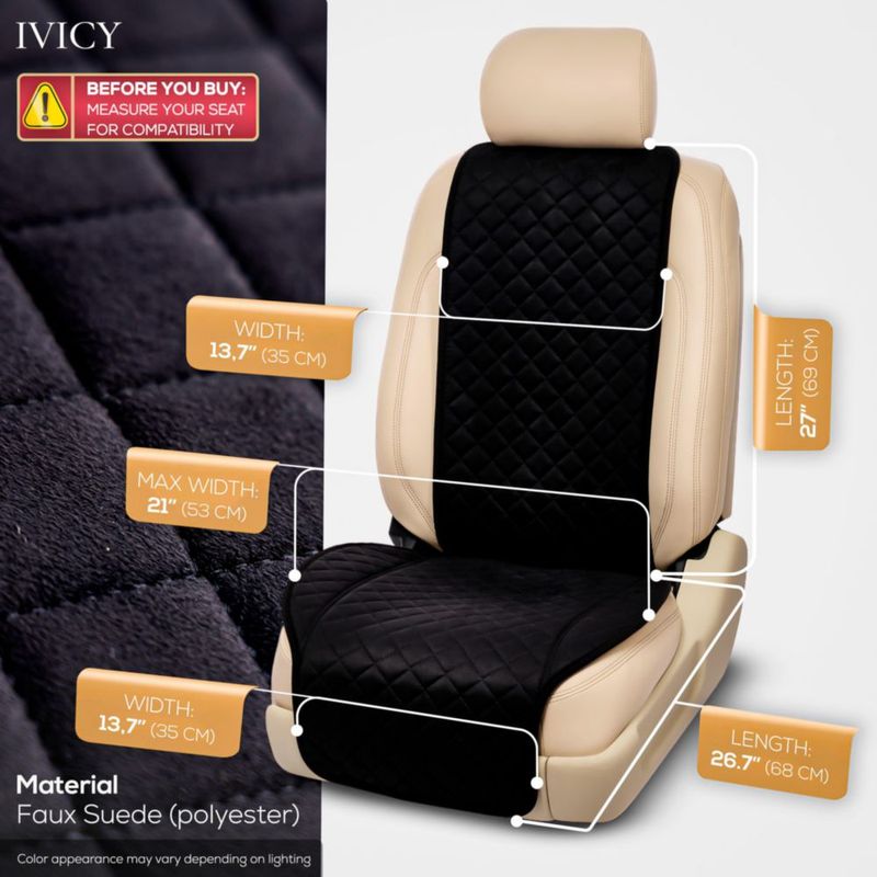 Cubre Asiento IVICY Gamuza Sintética Negra - 1 Unidad