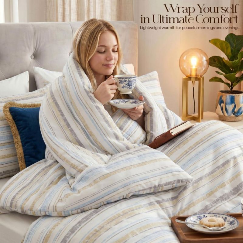 Juego de Edredón Utopia Bedding Queen con Rayas Cottage