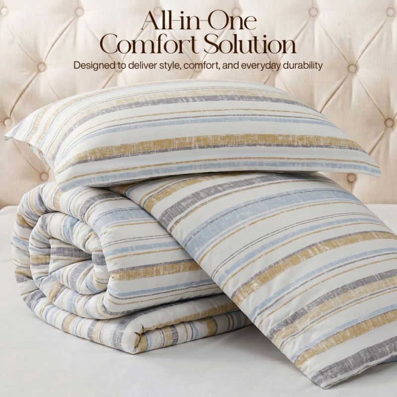 Juego de Edredón Utopia Bedding Queen con Rayas Cottage