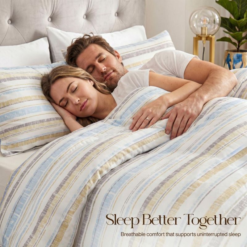 Juego de Edredón Utopia Bedding Queen con Rayas Cottage