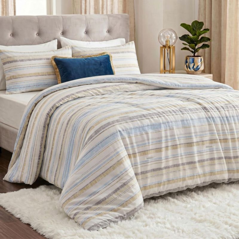 Juego de Edredón Utopia Bedding Queen con Rayas Cottage