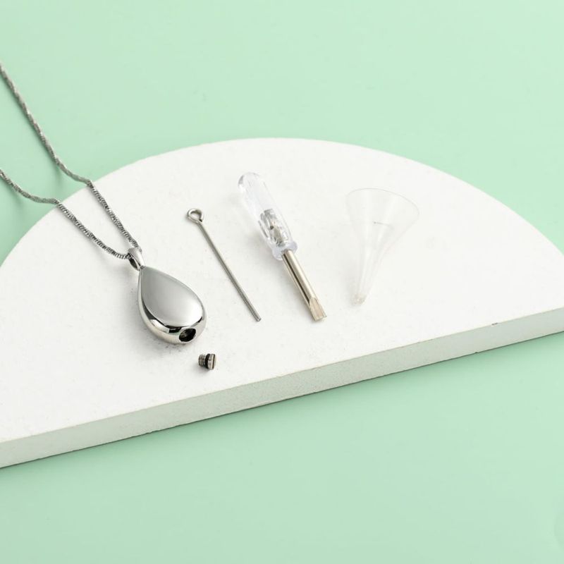 Collar Yinplsmemory con colgante lágrima para urna de cenizas