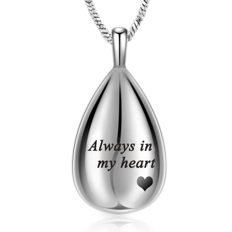 Collar Yinplsmemory con colgante lágrima para urna de cenizas
