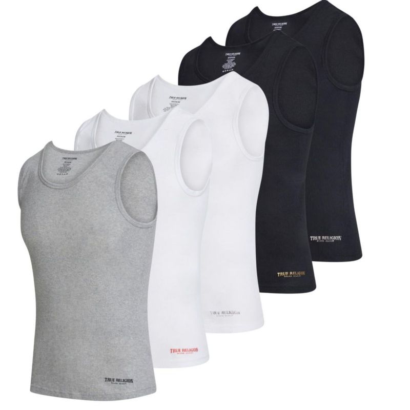 Top sin mangas True Religion 5‑pack de algodón canalé para hombre