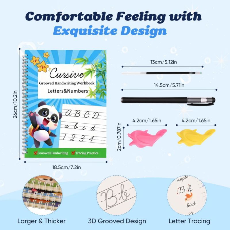 Cuaderno de Caligrafía Cursiva PEOCEFOY para Niños 8‑12 con Tinta Reutilizable