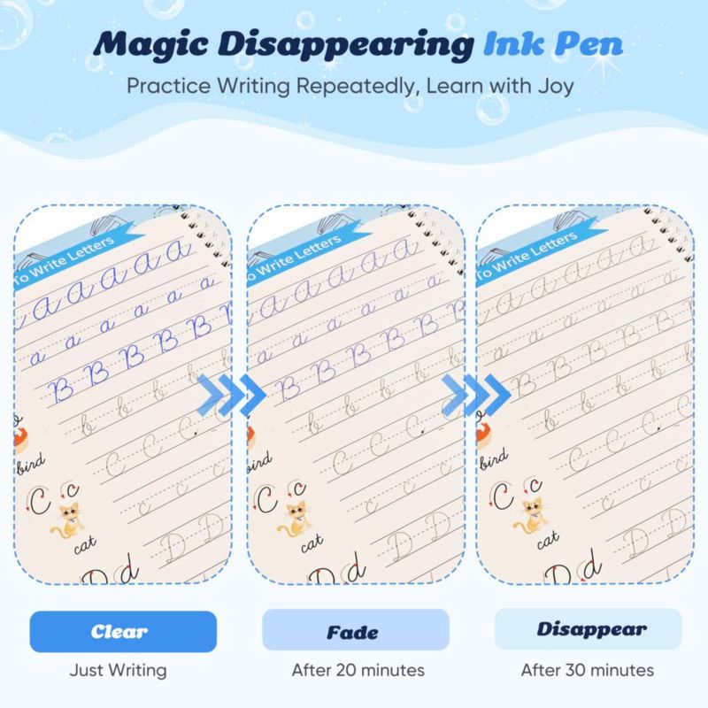 Cuaderno de Caligrafía Cursiva PEOCEFOY para Niños 8‑12 con Tinta Reutilizable