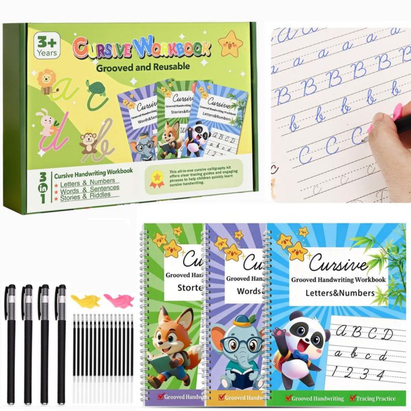Cuaderno de Caligrafía Cursiva PEOCEFOY para Niños 8‑12 con Tinta Reutilizable