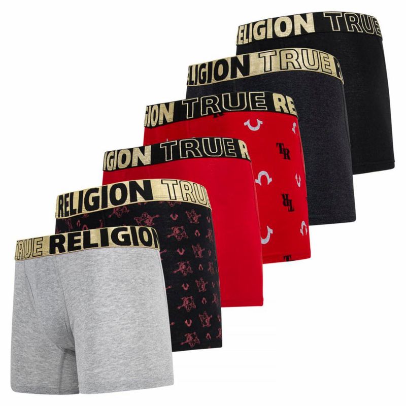 Boxer True Religion para Hombre - Pack de 6 (Rojo/Negro)