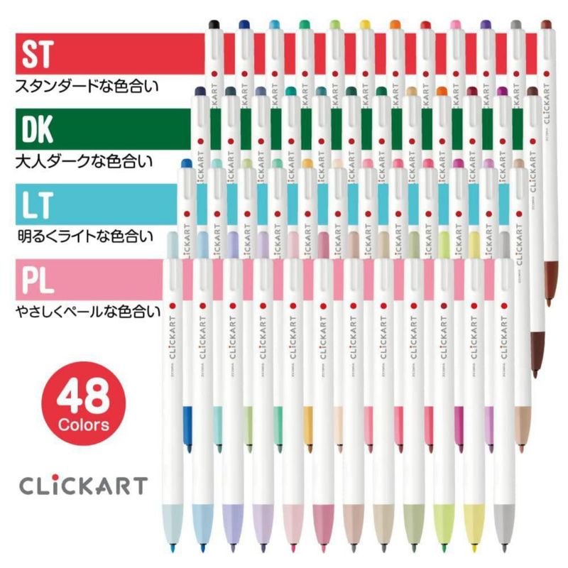 Marcadores Zebra Clickart 48 colores con estuche incluido