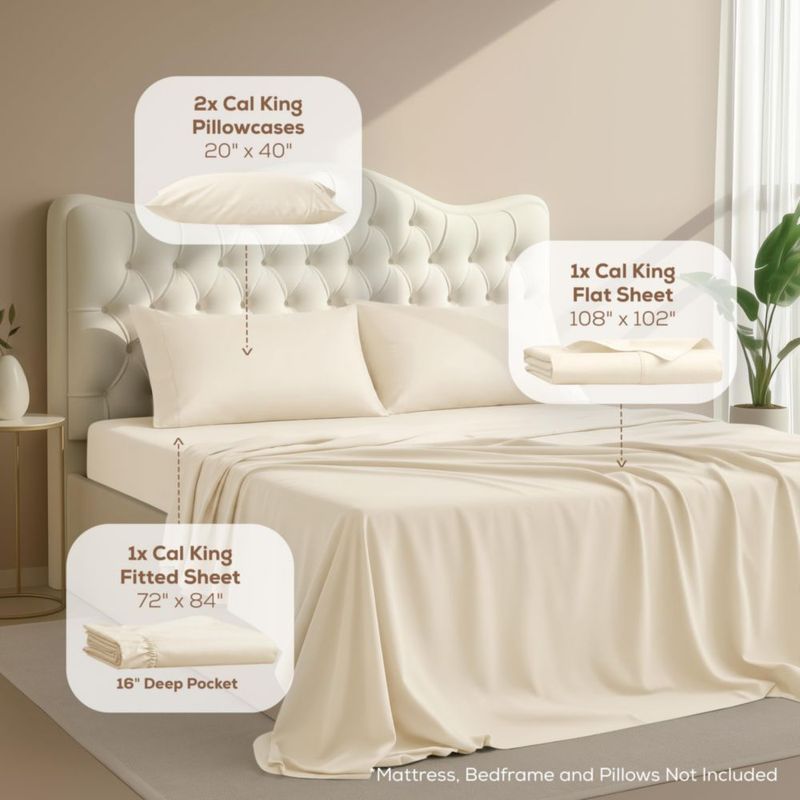 Juego de sábanas Utopia Bedding California King marfil 4 piezas