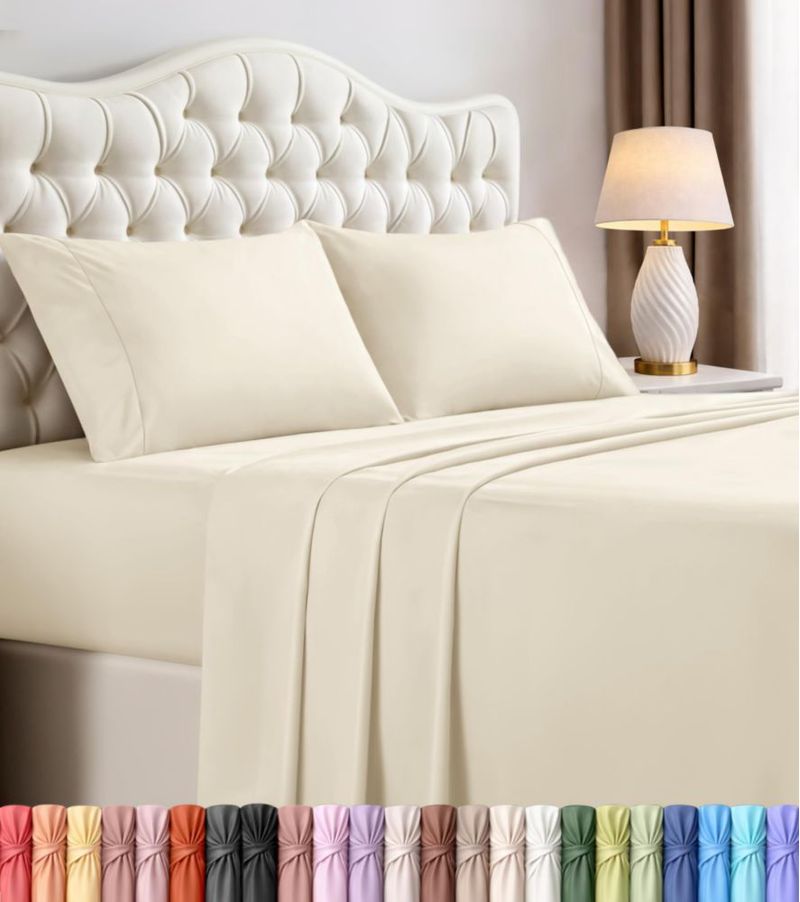 Juego de sábanas Utopia Bedding California King marfil 4 piezas