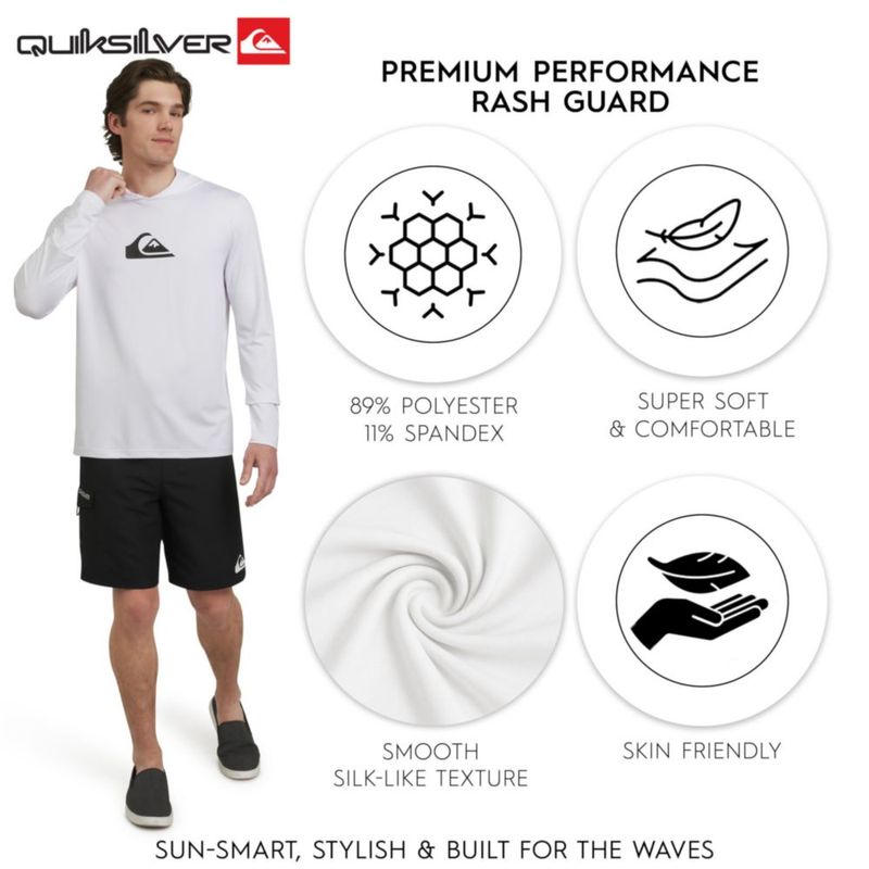 Camiseta de Protección Solar Quiksilver Talla Grande UPF 50 Blanca con Capucha