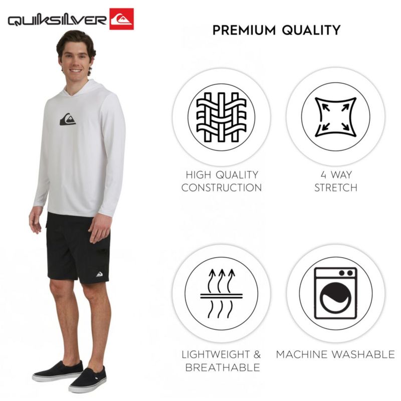 Camiseta de Protección Solar Quiksilver Talla Grande UPF 50 Blanca con Capucha