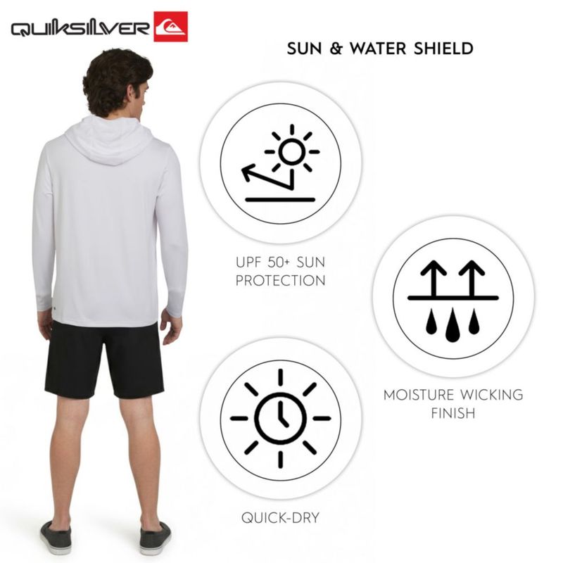 Camiseta de Protección Solar Quiksilver Talla Grande UPF 50 Blanca con Capucha
