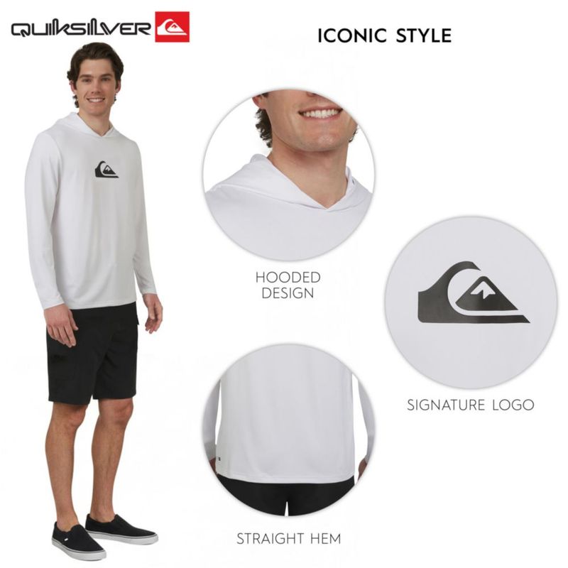 Camiseta de Protección Solar Quiksilver Talla Grande UPF 50 Blanca con Capucha