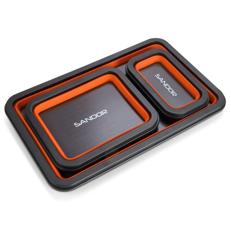Bandeja de Piezas SANDOR Plegable Magnética de 3 Tamaños Naranja