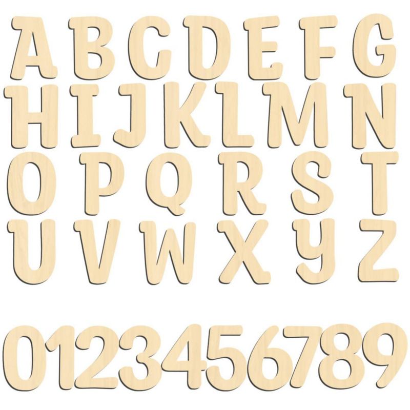 Letras de Madera Focal20 10 cm 72 piezas Sin Acabado