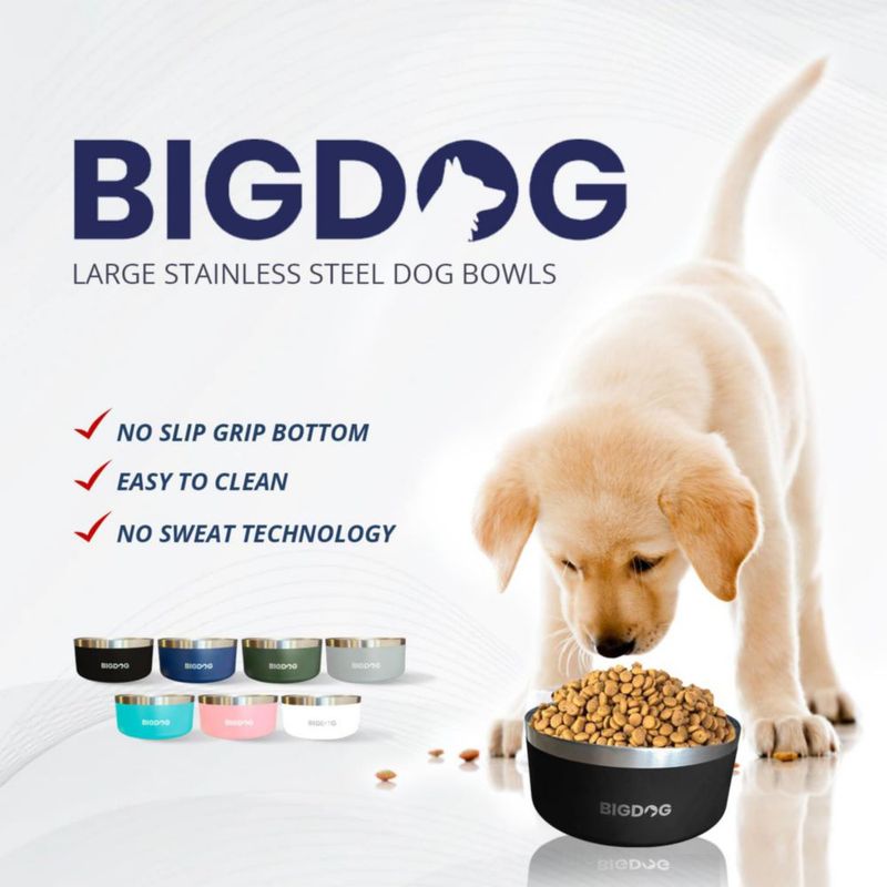 Tazón grande para perros BIGDOG 3 L acero inoxidable anti-derrame negro