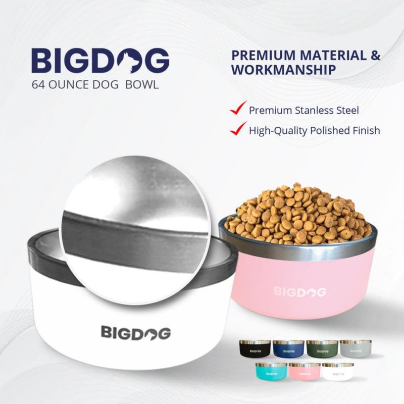 Tazón grande para perros BIGDOG 3 L acero inoxidable anti-derrame negro