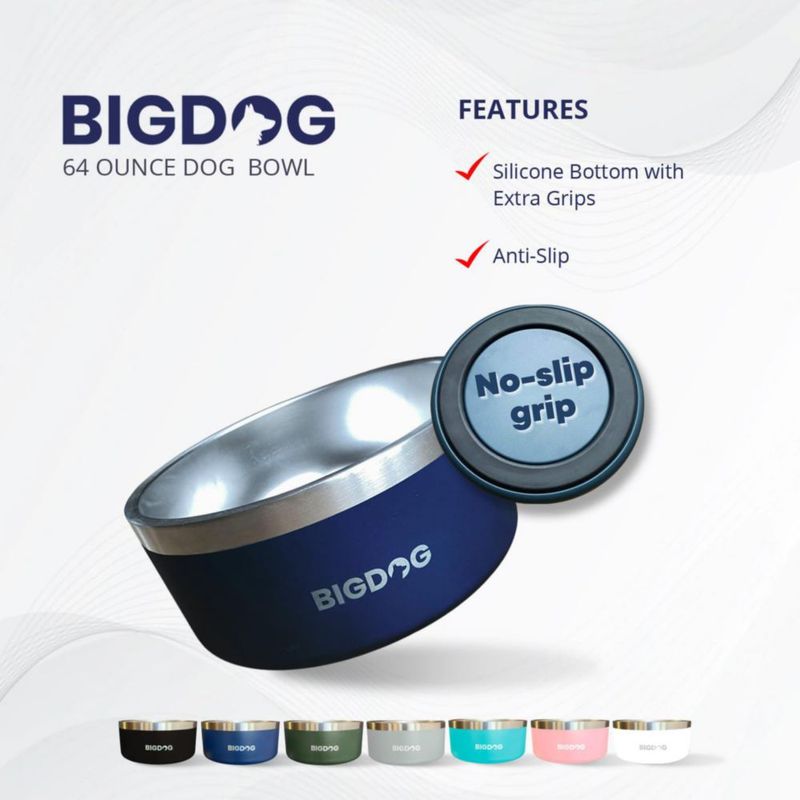 Tazón grande para perros BIGDOG 3 L acero inoxidable anti-derrame negro