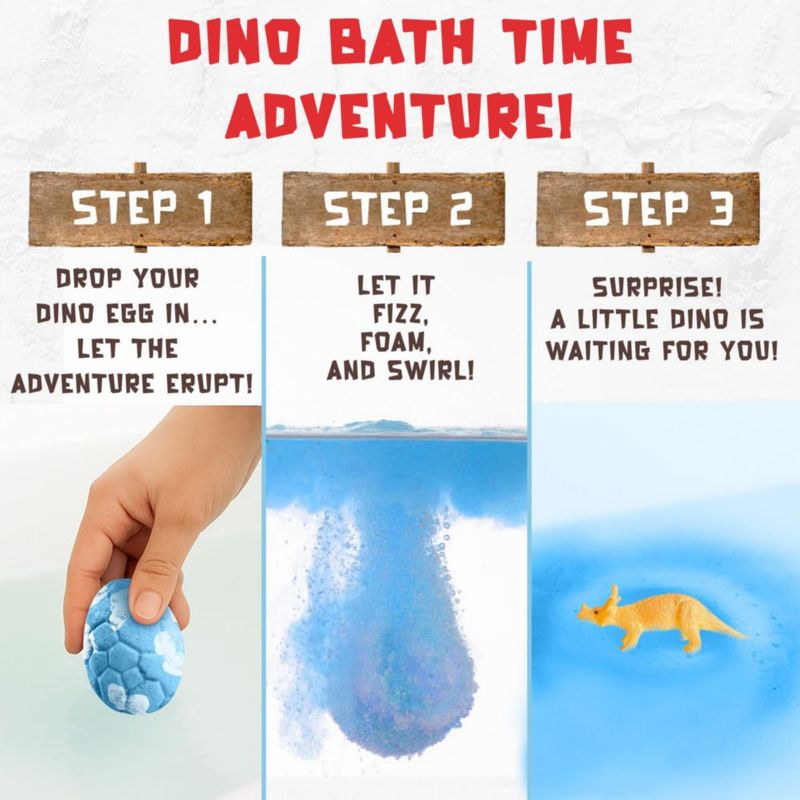 Bombas de Baño Quack Quack Moo - Pack de 12 con Juguetes de Dinosaurio