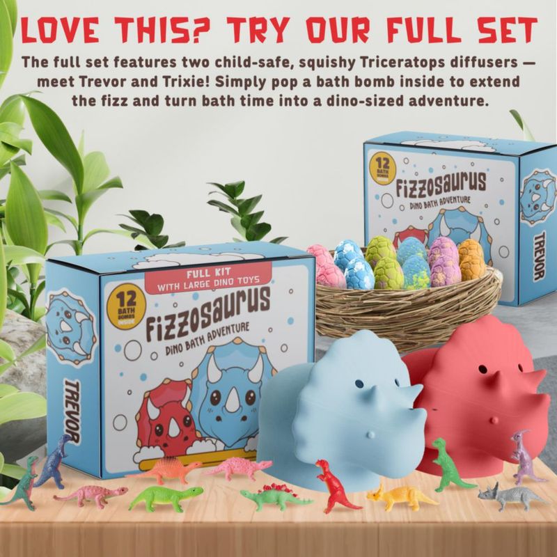 Bombas de Baño Quack Quack Moo - Pack de 12 con Juguetes de Dinosaurio
